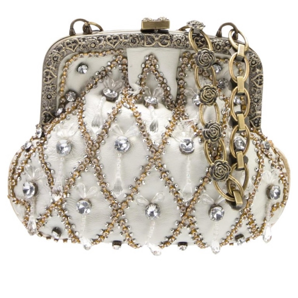 Elegant White and Gold Embellished Women's Bag